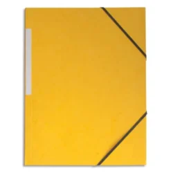 PERGAMY Chemise simple à élastique en carte lustrée 5/10eme 390g. Coloris Jaune. Dimensions 24x32cm