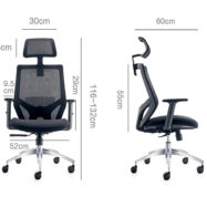 Chaise ergonomique accoudoirs en forme d'arme à feu inclinaison pivotant tissu de maille noir