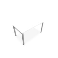 Bureau rectangulaire Conect L. 140 x P. 80 cm - plateau ép. 25 mm mélamine blanc neige - piétement arche rectangulaire fixe métal lisse gris aluminium