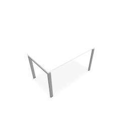 Bureau rectangulaire Conect L. 140 x P. 80 cm - plateau ép. 25 mm mélamine blanc neige - piétement arche rectangulaire fixe métal lisse gris aluminium