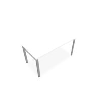 Bureau rectangulaire Conect L. 160 x P. 80 cm - plateau ép. 25 mm mélamine blanc neige - piétement arche rectangulaire fixe métal lisse gris aluminium