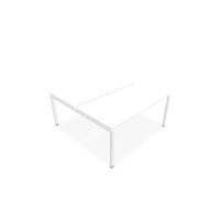 Bureau bench Conect L. 160 x P. 165 cm - 2 plateaux ép. 25 mm mélamine blanc neige - piétement arche rectangulaire fixe métal lisse blanc