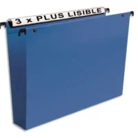 ESSELTE Paquet de 10 dossiers suspendus TIROIR en polypro opaque. Fond 50, bouton-pression. Bleu