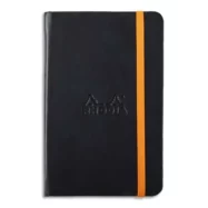 RHODIA Carnet Rhodiarama 9x14cm 192 pages lignées. Couverture rembordée Noire