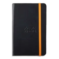 RHODIA Carnet Rhodiarama 9x14cm 192 pages lignées. Couverture rembordée Noire