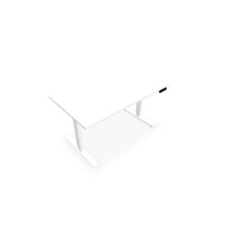 Bureau Axel rectangulaire L. 140 x P. 80 cm - plateau mélamine ep. 25 mm mélamine blanc neige - structure métal lisse blanc - réglable en hauteur par système motorisé