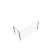 Bureau rectangulaire Robin L. 160 x P. 80 cm pré percé obturateur mélamine blanc neige pietement arche bois hêtre massif vernis/métal lisse blanc