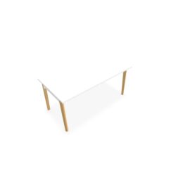 Bureau rectangulaire Robin L. 160 x P. 80 cm pré percé obturateur mélamine blanc neige pietement arche bois hêtre massif vernis/métal lisse blanc