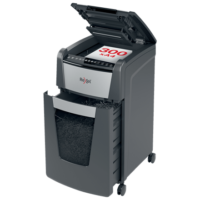 REXEL Destructeur de documents Optimum Auto+ 300M P-5,coupe micro,2x15mm,300 feuilles,60 l,2020300MEU