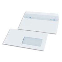 BONG Boîte de 500 enveloppes NF DL 110x220mm fenetre 45x100mm vélin Blanc 80g auto-adhésive 1198