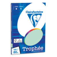 CLAIREFONTAINE Pochette de 100 feuilles papier couleur TROPHEE 80 grammes format A4. Coloris Vert