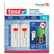 TESA Boîte de 6 Languettes adhésives Blanches pour carrelage et métal, charge 3kg, Ft : L1,5xH13xP0,1 cm