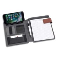 ALBA Conférencier Gris tissu. 28x36x3cm. Livré avec bloc-notes, rangements multiples. Fermeture aimantée