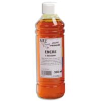 ART PLUS Flacon de 500ml d'encre à dessiner Jaune. Couleurs intenses, totalement aquarellable, fusante
