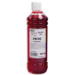 ART PLUS Flacon de 500ml d'encre à dessiner Rouge. Couleurs intenses, totalement aquarellable, fusante