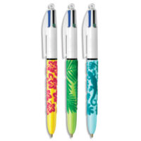 BIC 4 Couleurs Velours Stylos-Bille Rétractables Pointe Moyenne (1,0 mm) - Corps Motif Jungle