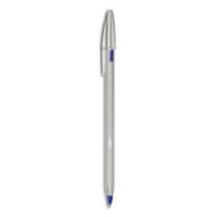 BIC Cristal Re’New Stylo-Bille Pointe Moyenne Corps Argenté + Cartouches d’Encre Rechargeables Bleu x1+2