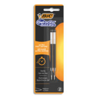 BIC Gel-ocity Quick Dry Recharges Stylo Gel Pointe Moyenne (0,7 mm) - Noir, Blister de 2