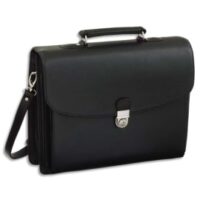 ALASSIO Serviette Deluxe Noire en simili cuir 5 compartiments + poches - Dimensions : L40 x H32 x P15 cm
