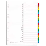AVERY Répertoire alpha 20 touches. En carte Blanche, onglets plastifiés de couleur. Maxi format.