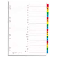 AVERY Répertoire alpha 20 touches. En carte Blanche, onglets plastifiés de couleur. Maxi format.