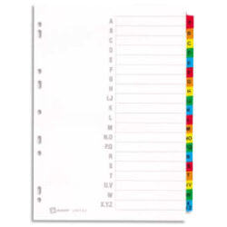 AVERY Répertoire alpha 20 touches. En carte Blanche, onglets plastifiés de couleur. Maxi format.