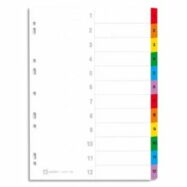 AVERY Répertoire numérique 12 touches. En carte Blanche, onglets plastifiés de couleur. Maxi format.