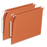 Boîte de 25 dossiers suspendus ARMOIRE en kraft 210g. Fond V, volet agrafage. Orange.