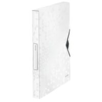 LEITZ Boîte de classement WOW en polypropylène. Dos de 3cm. Fermeture par élastique. Coloris Blanc