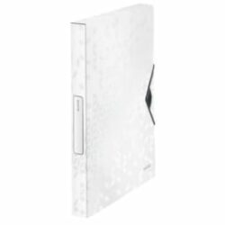 LEITZ Boîte de classement WOW en polypropylène. Dos de 3cm. Fermeture par élastique. Coloris Blanc