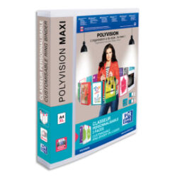 OXFORD Classeur personnalisable 3 faces Polyvision 4 anneaux. Polypropylène 12/10e.Dos 5cm. Incolore
