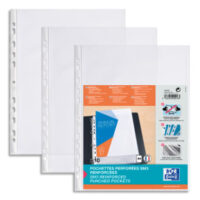 OXFORD Sachet de 10 pochettes perforées SM3 en PVC 10/100e. Format A4, perforation 9 trous, bord renforcé