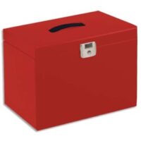 PIERRE HENRY Valise de classement en métal. Livrée avec 5 dossiers. Dim: 36,5x28x22 cm. Coloris Rouge
