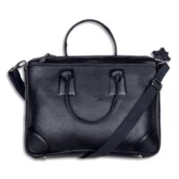 QUO VADIS Sacoche cabas Goya en cuir pleine fleur de vachette grainée 40x6,5x29cm. Coloris noir