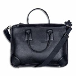 QUO VADIS Sacoche cabas Goya en cuir pleine fleur de vachette grainée 40x6,5x29cm. Coloris noir