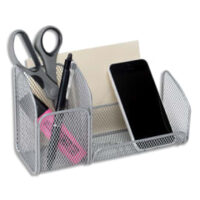 ALBA Organiseur de bureau en métal Mesh, 3 compartiments - Dim : L21 x H12,5 x P10 cm. Coloris gris métal