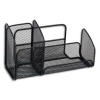 ALBA Organiseur de bureau en métal Mesh, 3 compartiments - Dim : L21 x H12,5 x P10 cm. Coloris noir