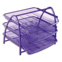 ALBA Set de 3 corbeilles à courrier en métal Mesh - Dimensions L29 x H24,5 x P34 cm coloris Violet