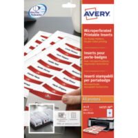 AVERY Boîte de 160 inserts pour badges imprimables microperforés 55 x 86 mm