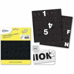 AVERY Pochette de 324 lettres adhésives Noires 75 mm