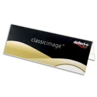 DEFLECTO Porte-nom de bureau Transparent, en polystyrène, format A4 - L29,7 x H11,1 x P9,6 mm