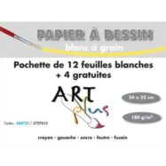 ART PLUS Pochette de 12 feuilles+4 gratuites dessin 180g format 24x32cm