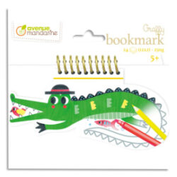 AVENUE MANDARINE Bloc de 24 marque page Graffy Bookmark à la forme, Croco
