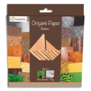 AVENUE MANDARINE Paquets de 60 feuilles d'origami imprimées 20x20 cm sur le thème de la nature.