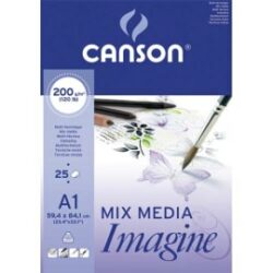 CANSON Bloc de 25 feuilles de papier dessin IMAGINE 200g A1 Blanc