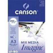 CANSON Bloc de 50 feuilles de papier dessin IMAGINE 200g A3 Blanc