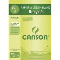 CANSON Bloc papier Dessin Blanc recyclé 50 feuilles A4 90g