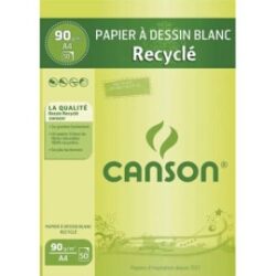 CANSON Bloc papier Dessin Blanc recyclé 50 feuilles A4 90g