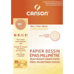 CANSON Bloc papier dessin millimétré 25 feuilles grand format A4 90g