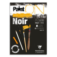 CLAIREFONTAINE Bloc PAINT'ON Noir collé en tête 20F 250g A3